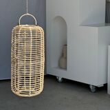 Large lantern-shaped rattan pendant lamp H50 D24