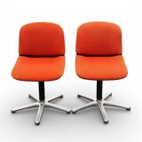 Vintage Wilkhahn Model 231/5 Chair Pair - Orange Fabric and Aluminium