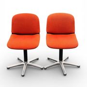 Pair of vintage chairs model 231/5 in orange fabric and aluminium by Wilkhahn.