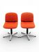Pair of vintage chairs model 231/5 in orange fabric and aluminium by Wilkhahn.