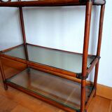 Large rattan and smoked glass shelf 1960