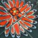 Small Ceramic Tile Table Adri Design Orange Abstract Flower 47cm