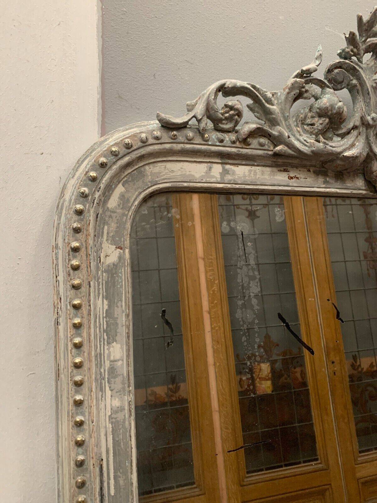 Louis XV style mirror in wood and patinated stucco 19th century
