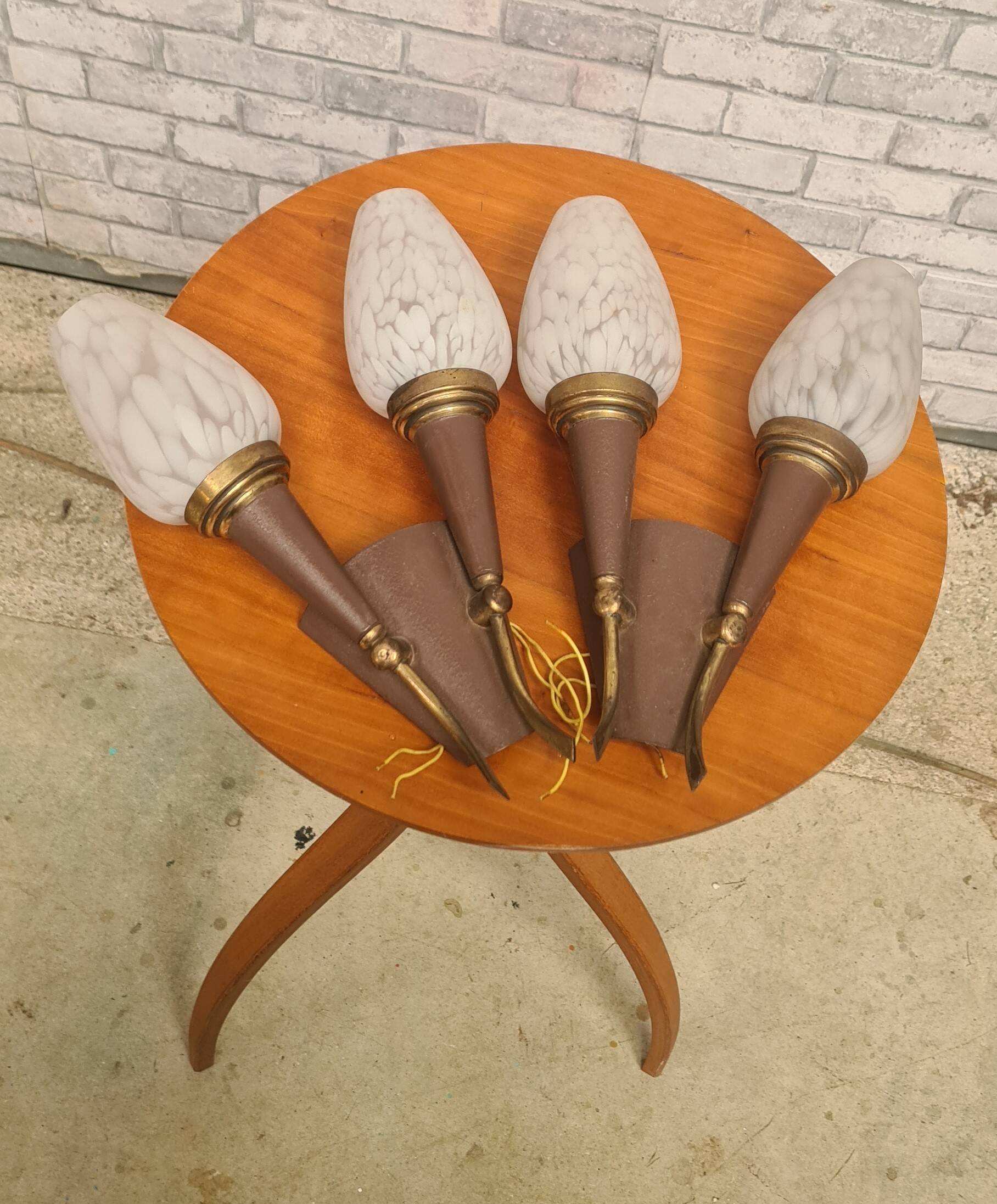 pair of wall lights 1950 to 60 with clichy tulip 27x18