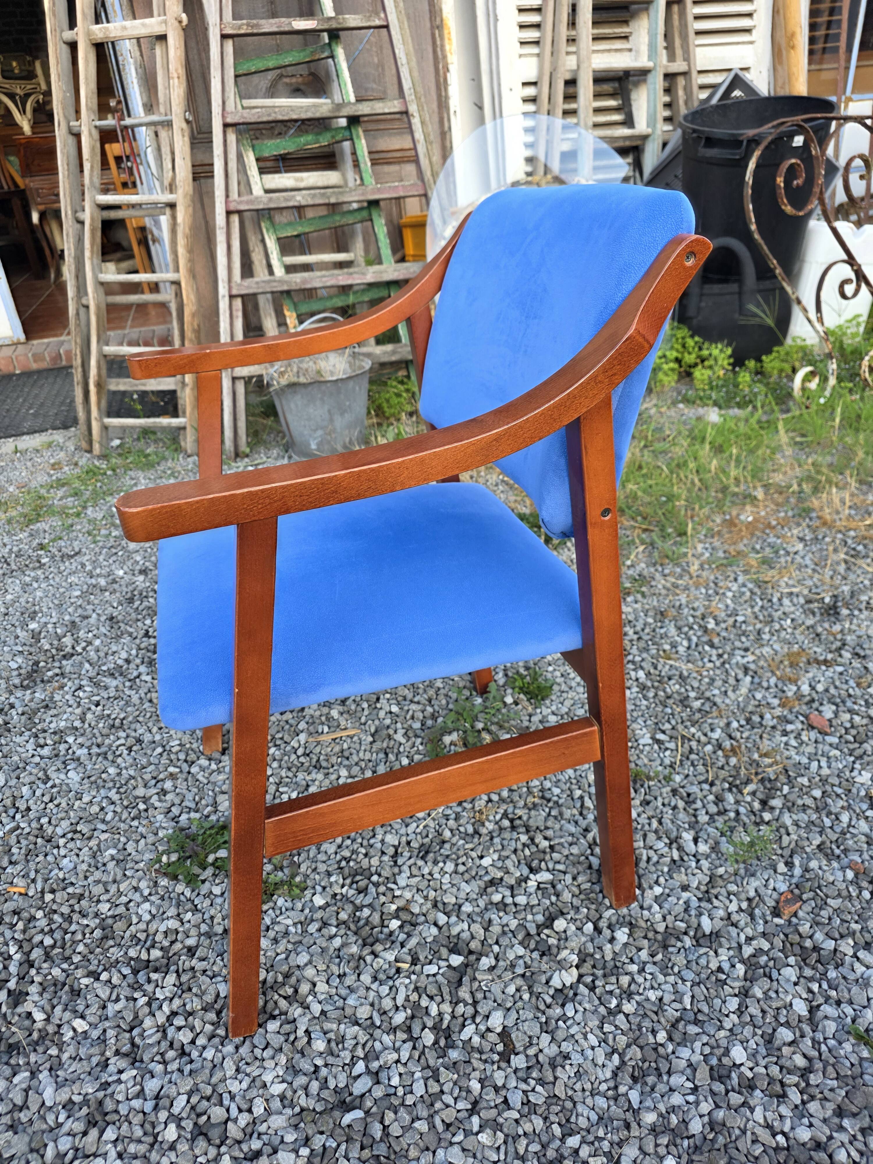 Scandinavian style armchair + velvet footrest