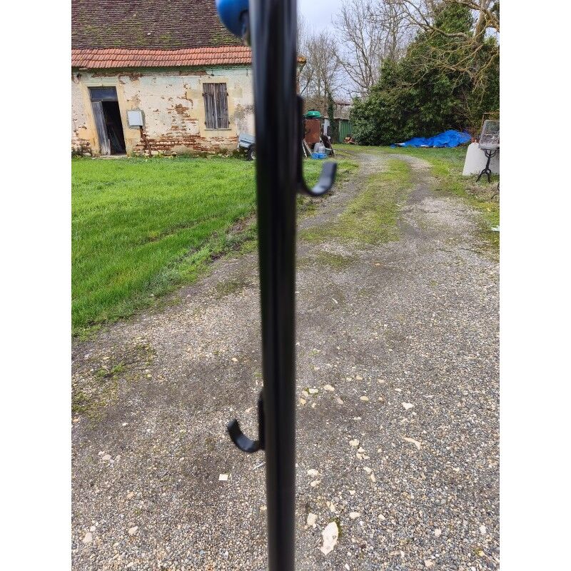 Vintage coat rack, metal and wooden balls.