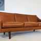Aage Christiansen vintage Danish mid-century 3 person cognac "Matador" sofa