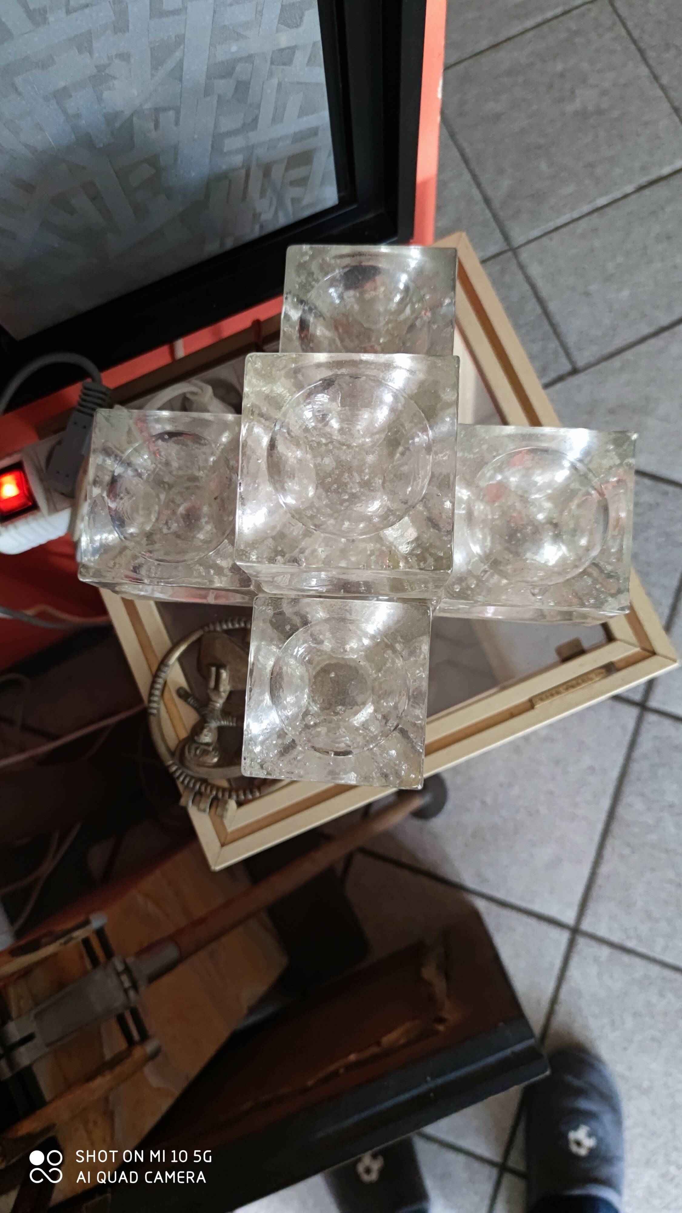 Ice cube glass lamp, circa 1960