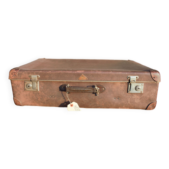 Vieille valise brune vraie vulkanfibre 75 cm