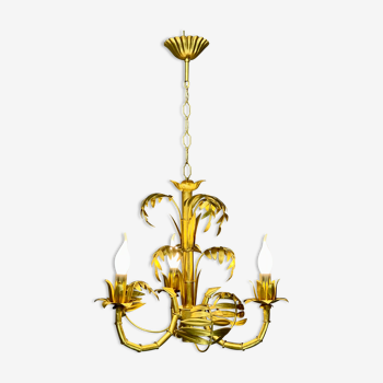 Golden metal chandelier 50s imitation bamboo
