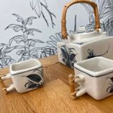 White and blue porcelain tea set
