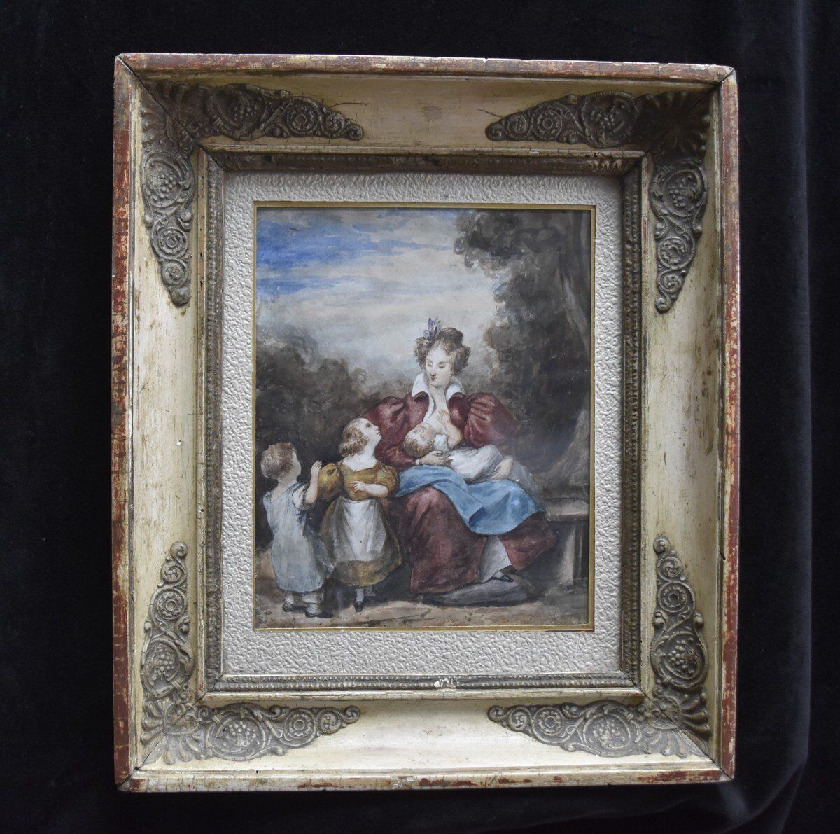 Attributed to Eugène Devéria (1805-1865) The Happy Family, Framed Watercolour