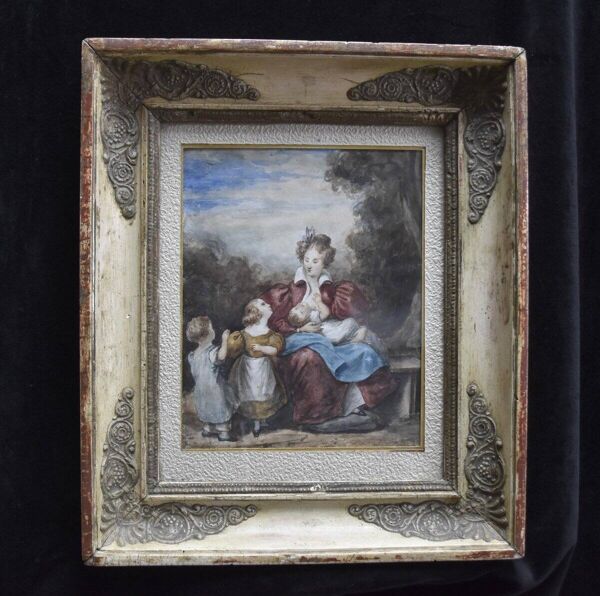 Attribué à Eugène Devéria (1805-1865) La Famille Heureuse, Aquarelle Encadrée