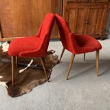 2 red moumoute chairs