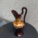 Carafe with handle, jug, vase in Vallauris style enamelled ceramic