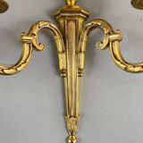 Pair of Gilt Bronze Wall Sconces, Louis XVI Style, 20th Century