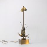 Exotic flower table lamp in solid brass