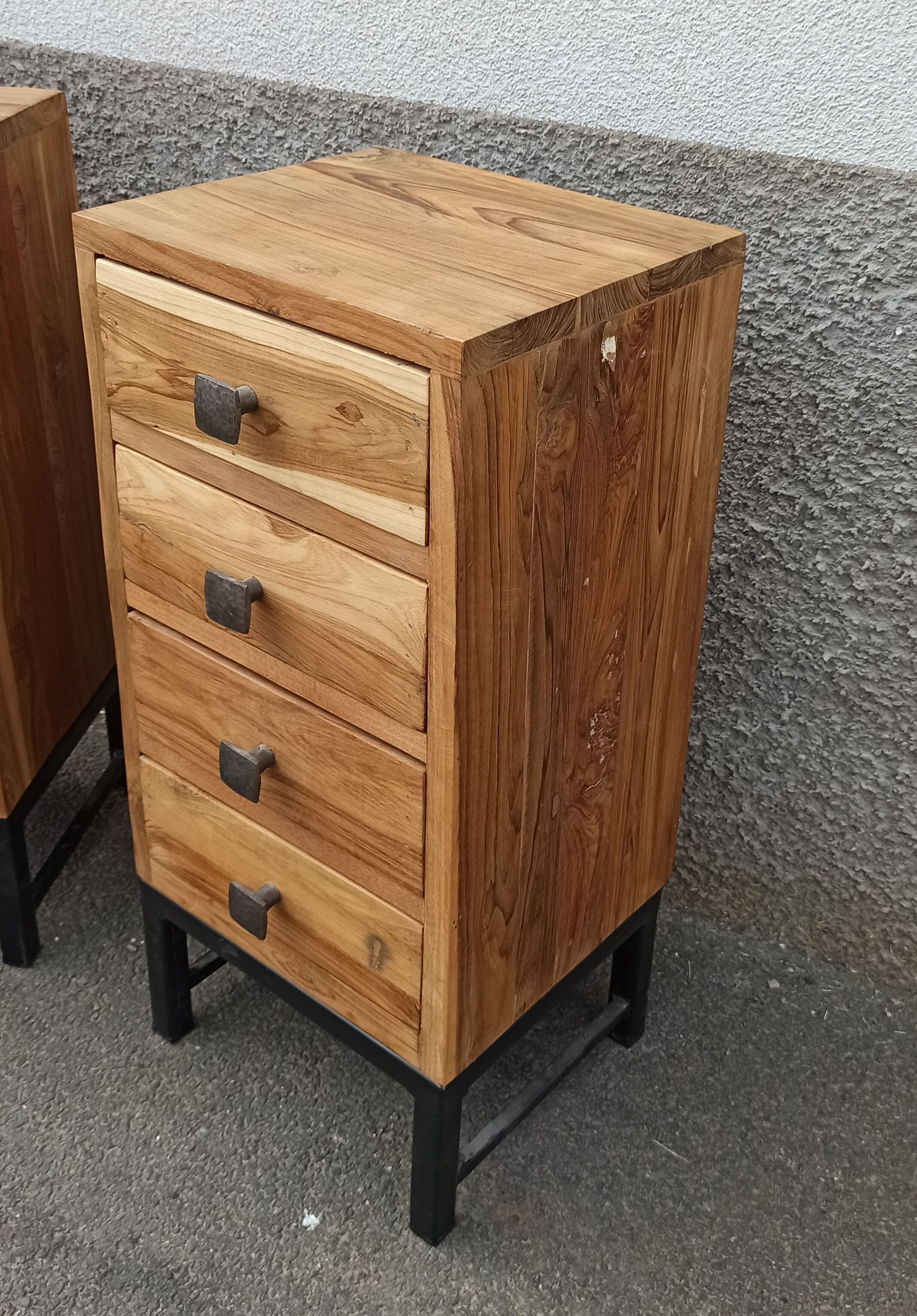Pair of acacia bedside tables