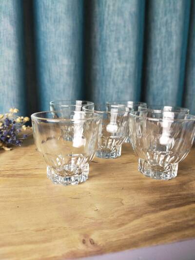 12 vintage white glasses