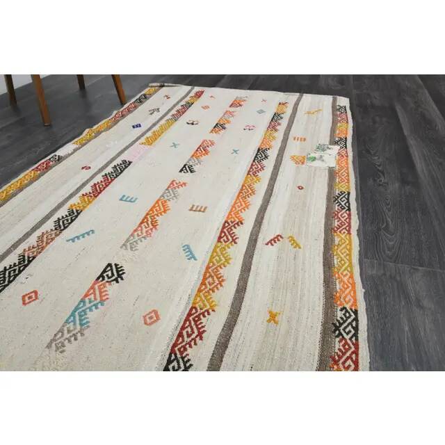 1970s Turkish Oushak Handmade Wool Cotton Beige Runner Rug 116x344