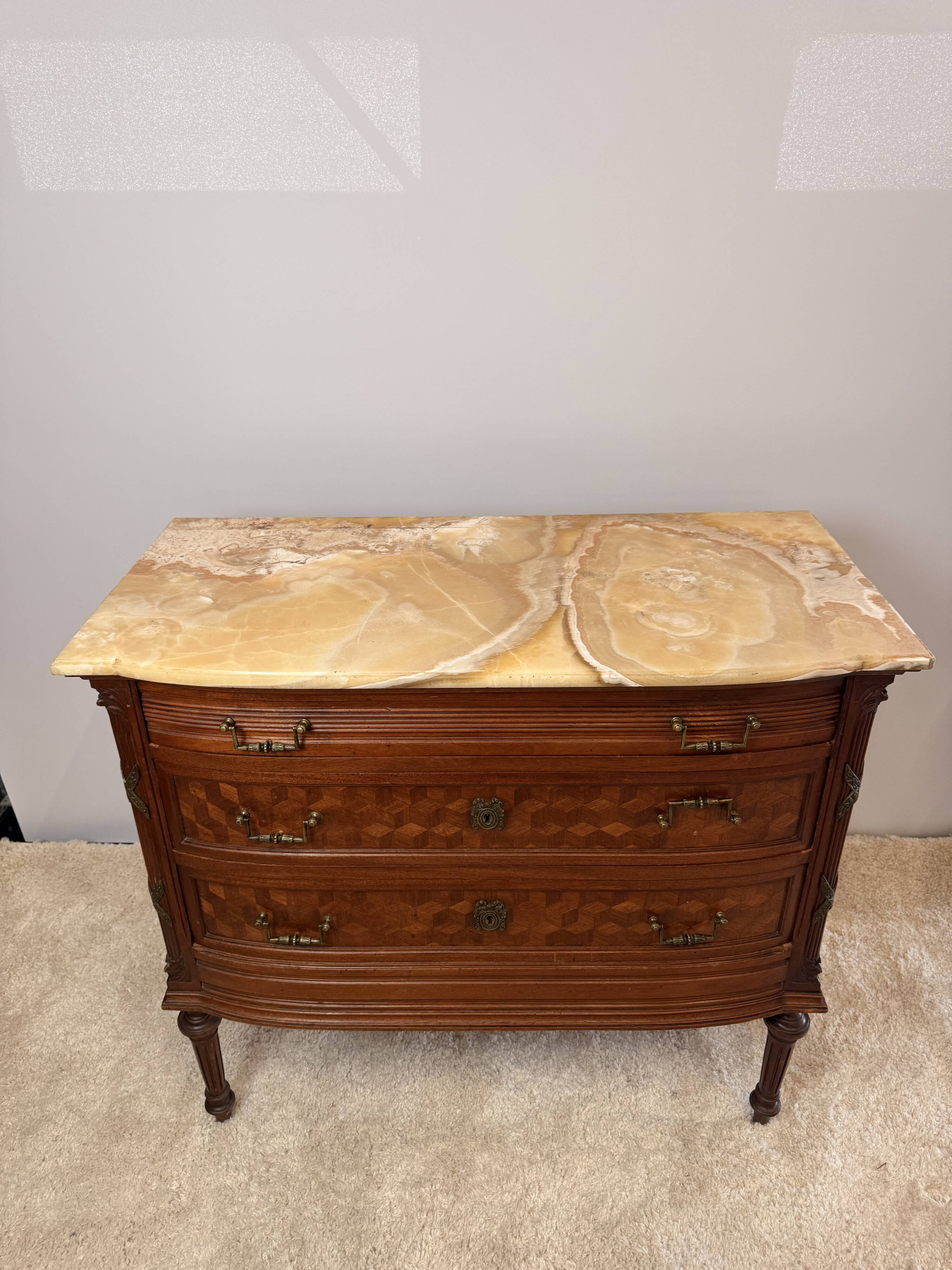 Louis XVI style commode in marquetry – Marble top