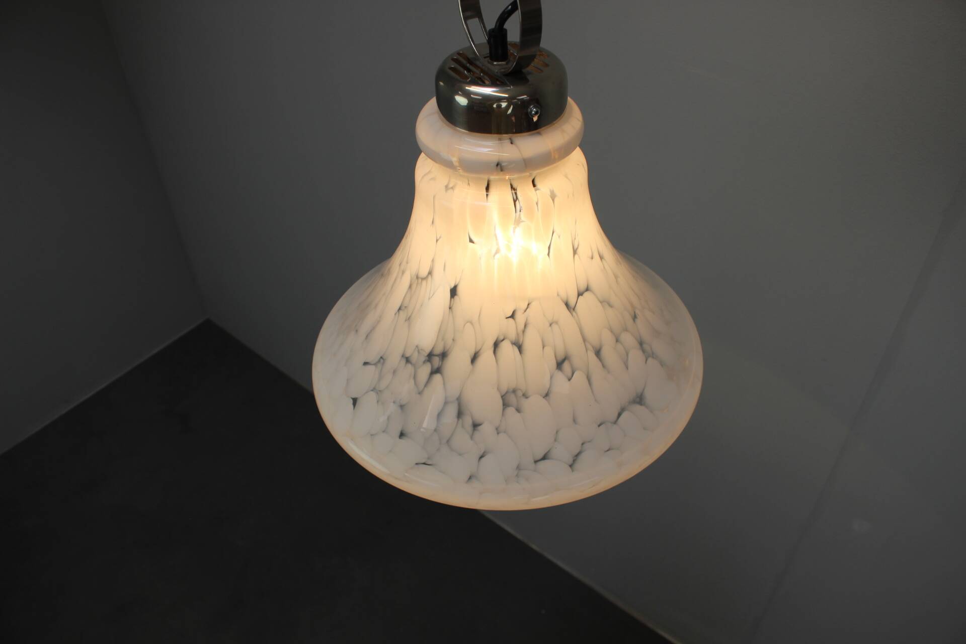 1970s Czechoslovak Mid-Century Glass Pendant Lamp with Marbled Shade