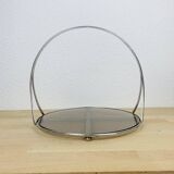 Silver metal and smoked glass tray