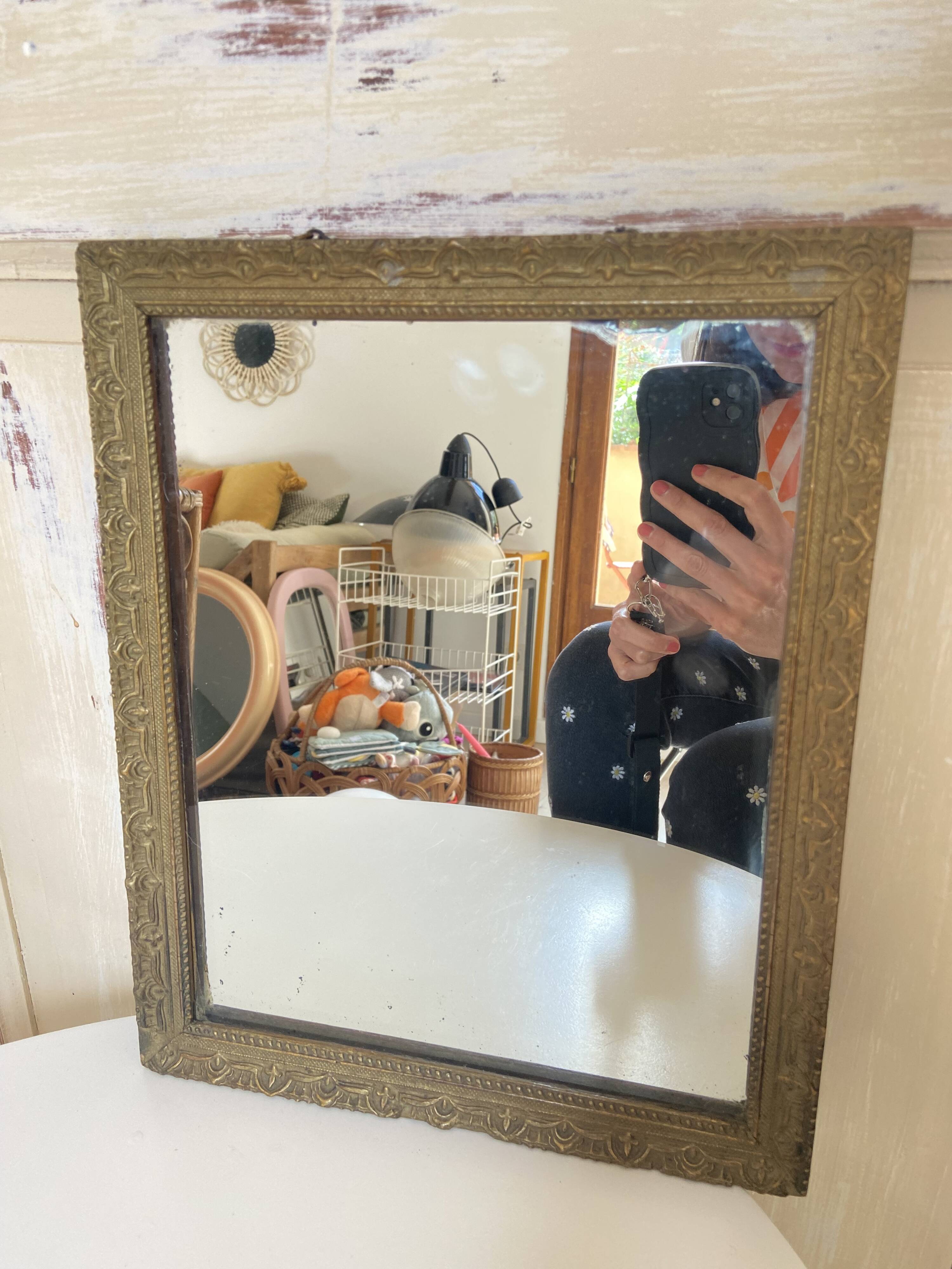 Small Rectangular Golden Mirror Classic Baroque Style - To Hang on the Wall