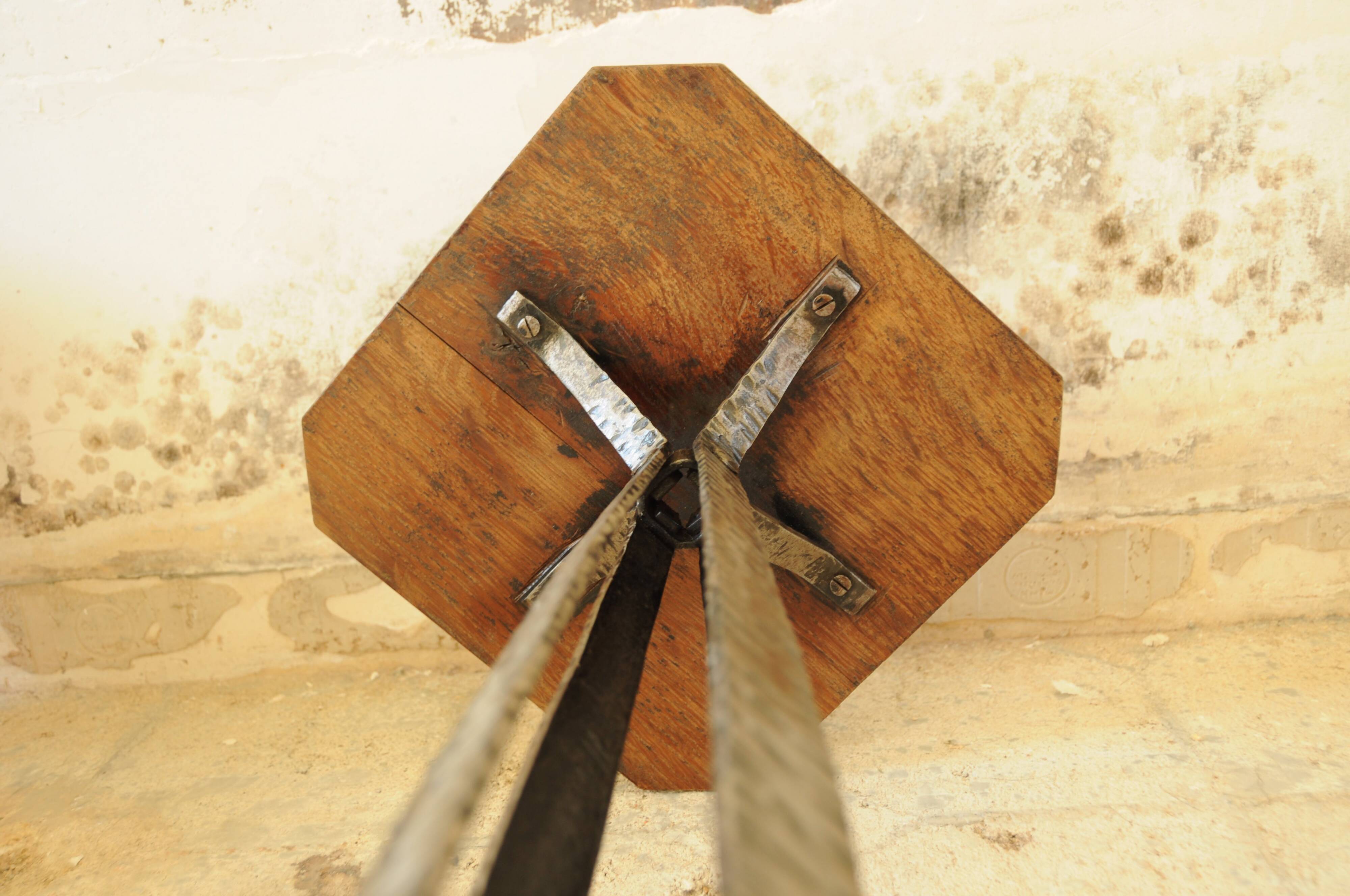 Wrought Iron and Wood Side Table - Art Deco Side Table - Column Furniture