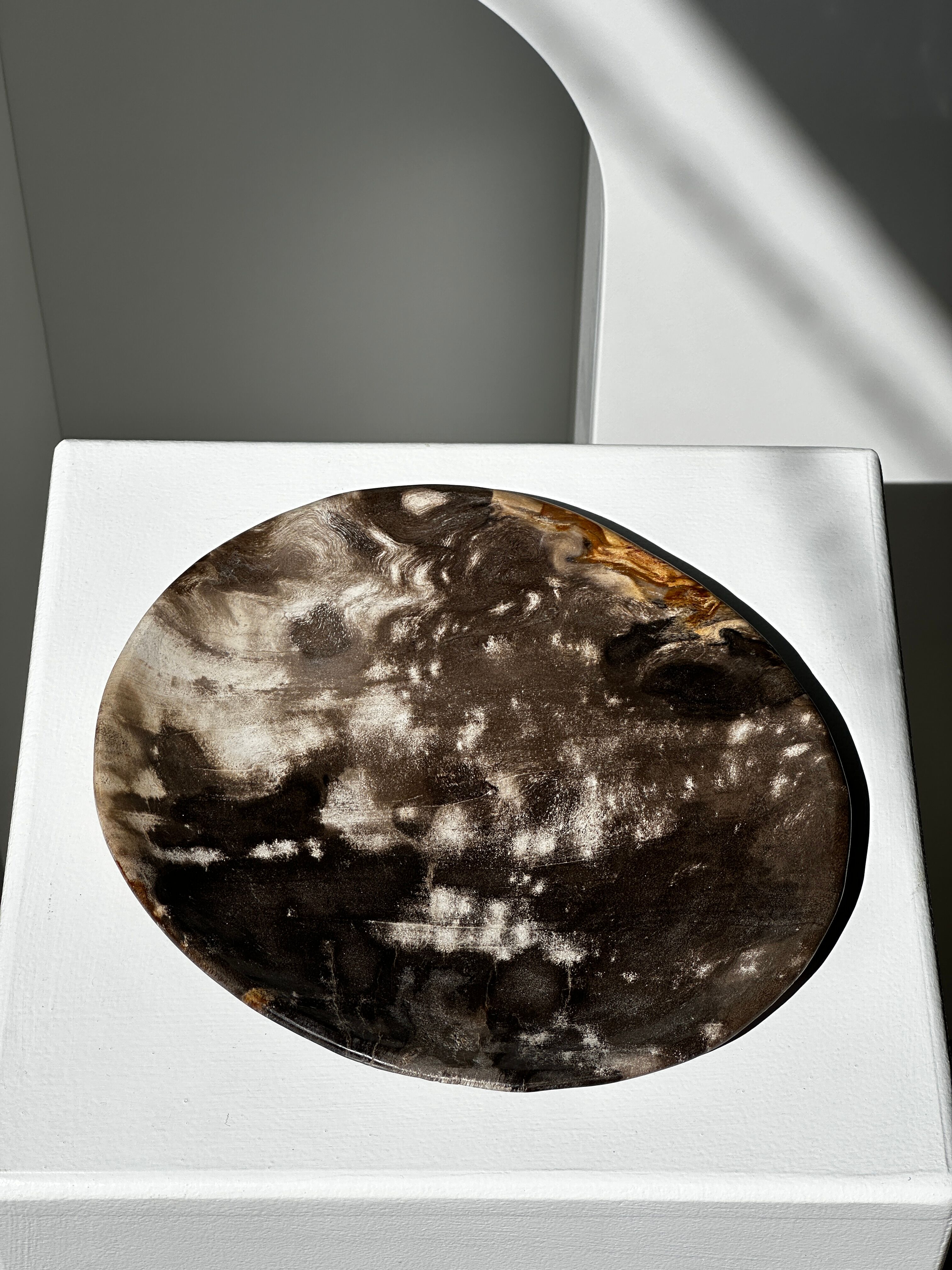 Dish in petrified wood