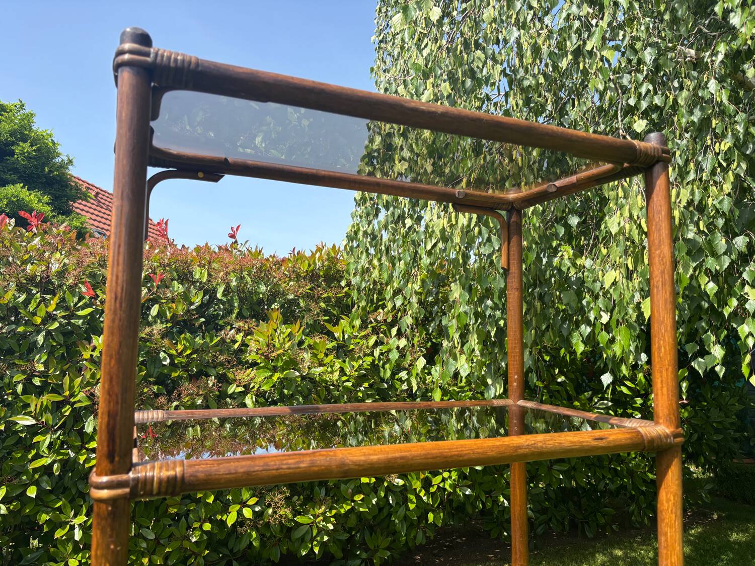 Vintage rattan bookshelf