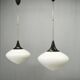 Pair of Space Age Opaline Glass Pendants, Czechoslovakia, 1970s