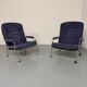 Paire de fauteuils lounge roulette design scandinave Bruno Mathsson