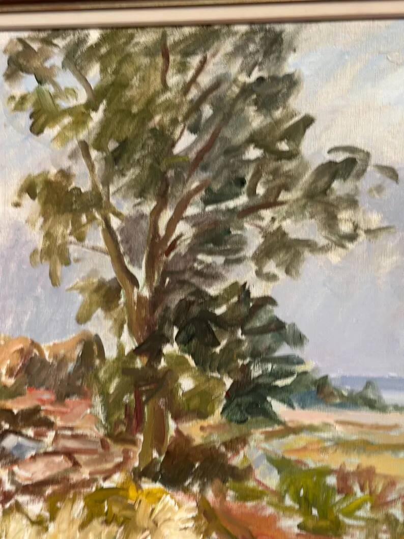 Original Swedish Oil on Canvas – “Landscape” by Sigurd Hagegård – Signed – Vintage & Framed – 62 × 53 cm (24.4" × 20.9")