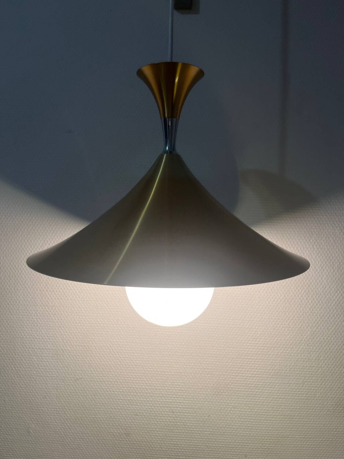 Gold-tone metal pendant light, 1960s