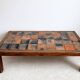 Table basse herbier en terre-cuite style Garnier, vers 1960