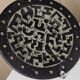 Black ceramic plate with beige geometric relief - 1970s Italian mid-century design