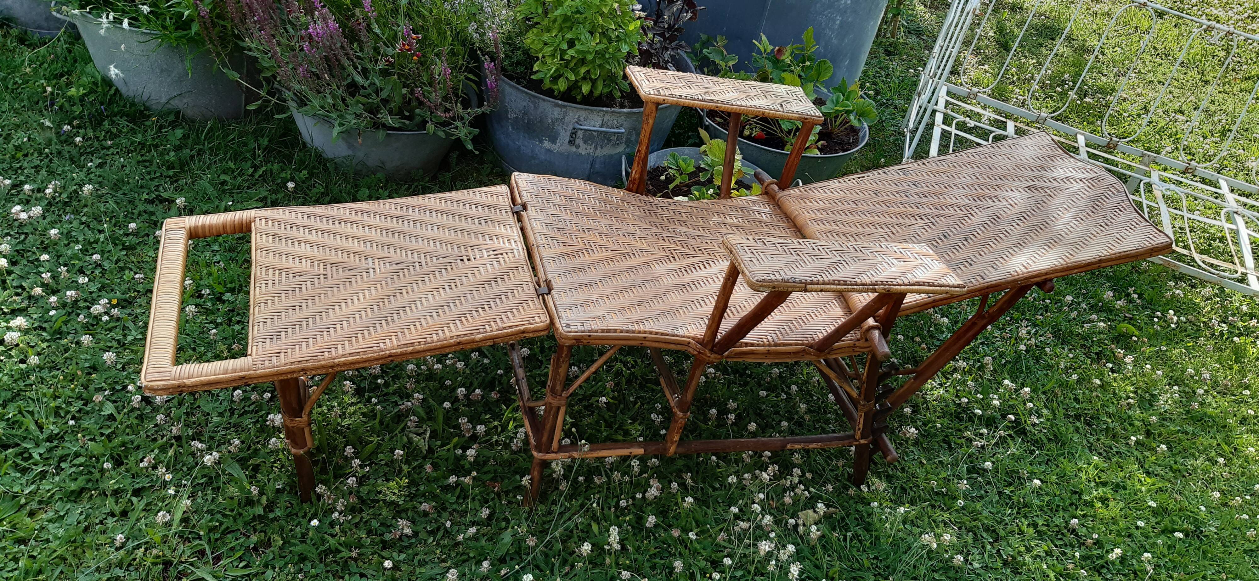 Deck chair in rattan and cannage 1900