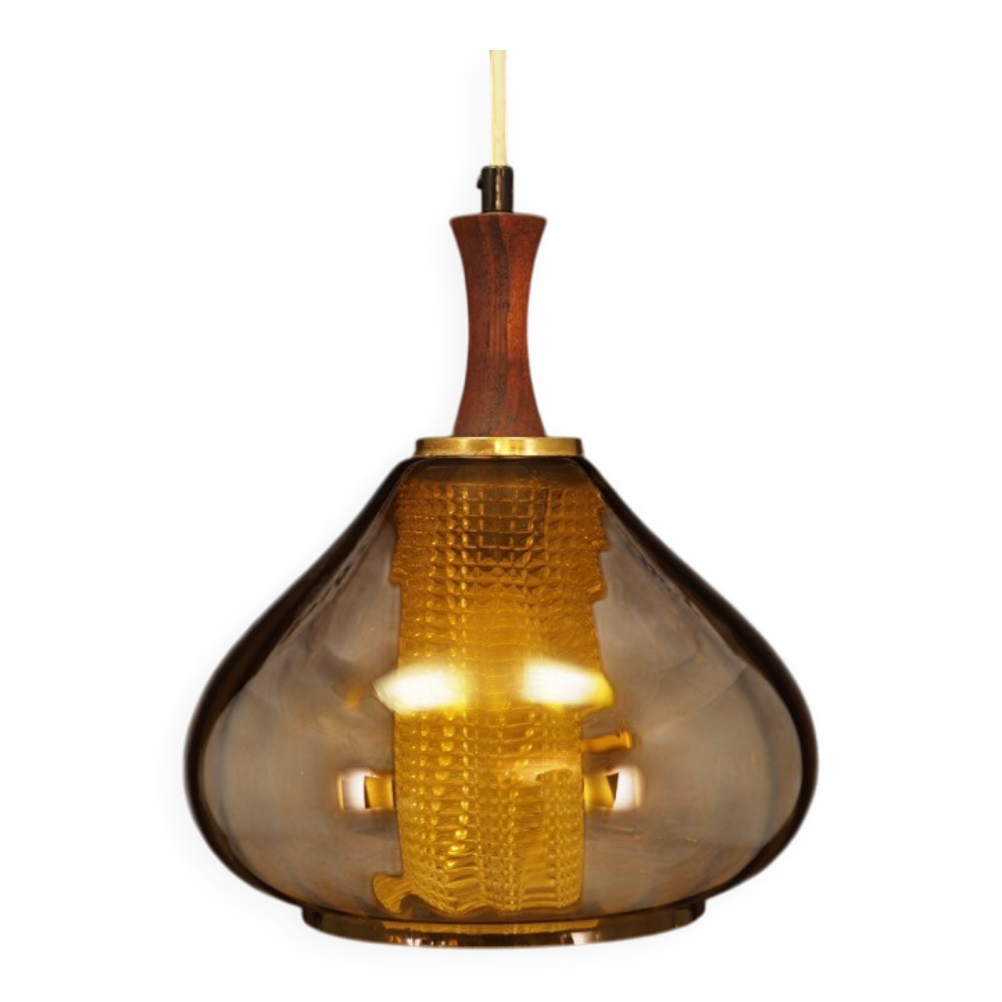 Glass pendant lamp, Danish design, 1970s, production: Denmark