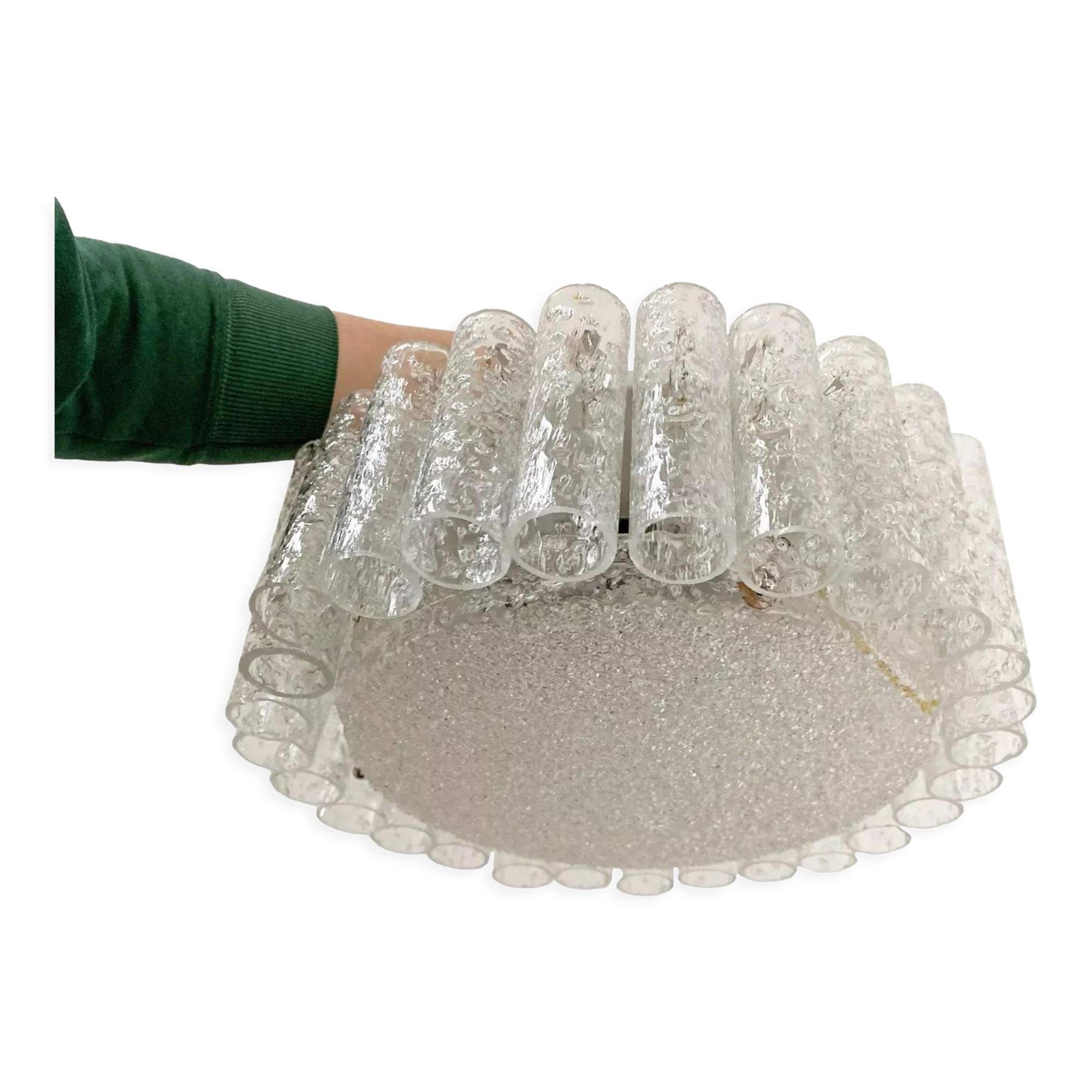 Vintage doria ceiling lamp with glass cylinders