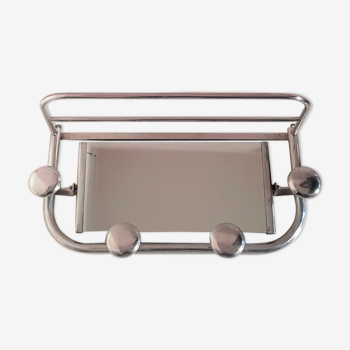 Art deco aluminium coat rack with mirror
