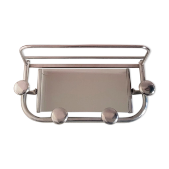 Art deco aluminium coat rack with mirror