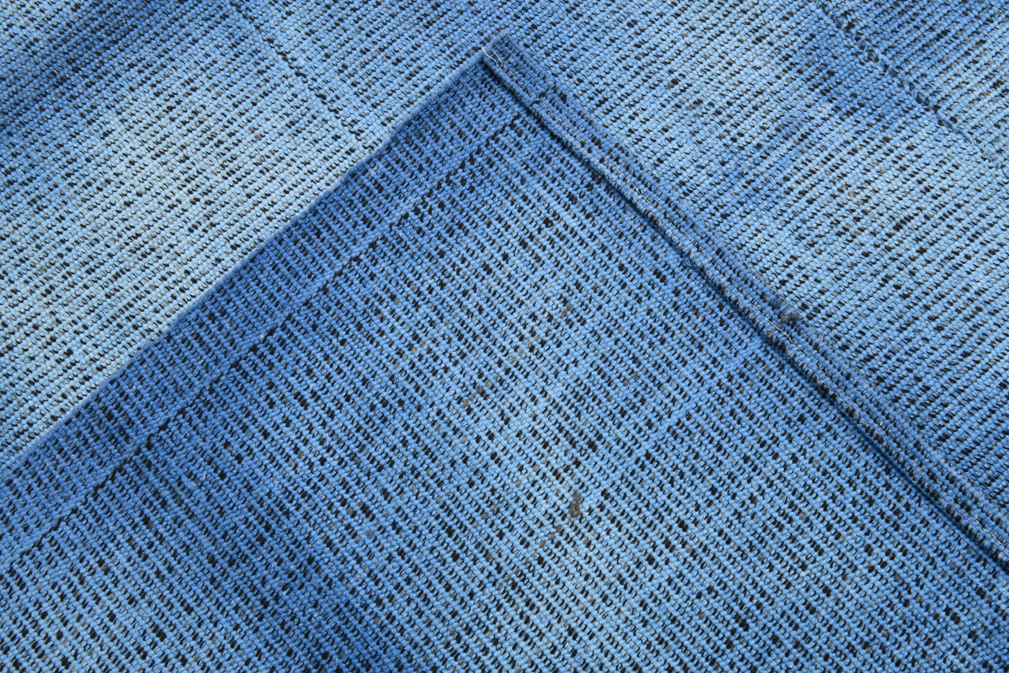 Shades of blue flatweave vintage rug 359x269cm