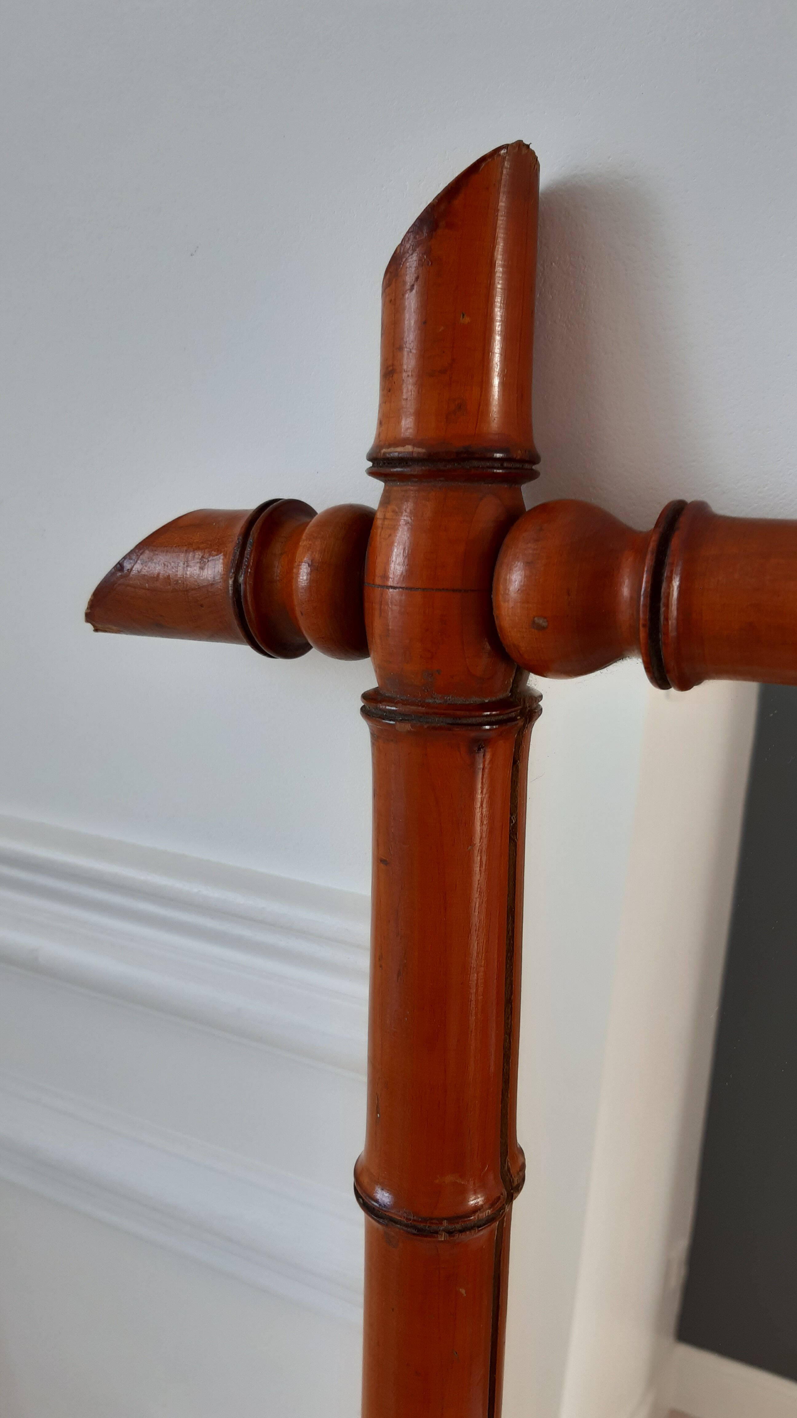 Wooden barber mirror bamboo effect 60s-70s