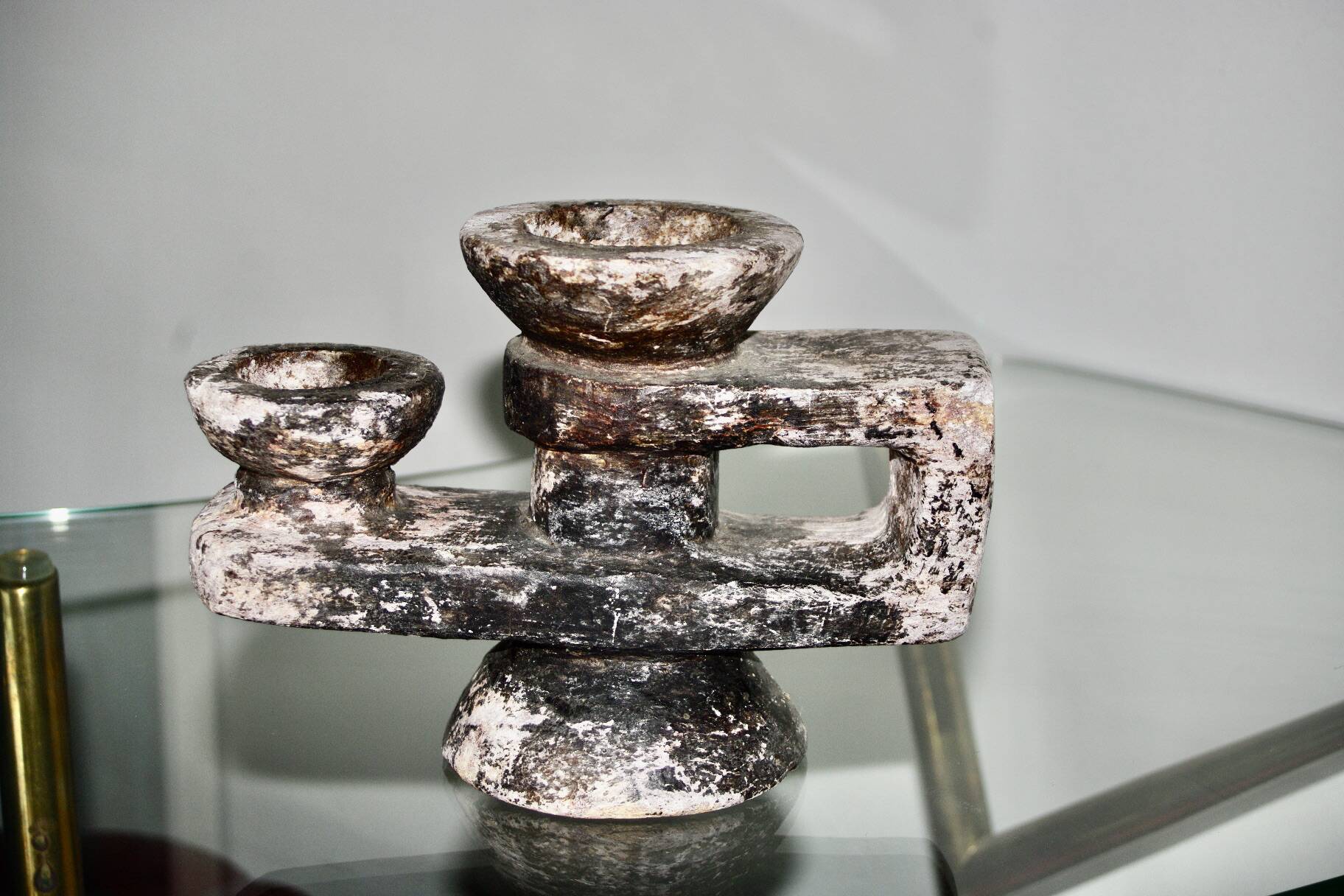 Brutalist stone candle holder 1960