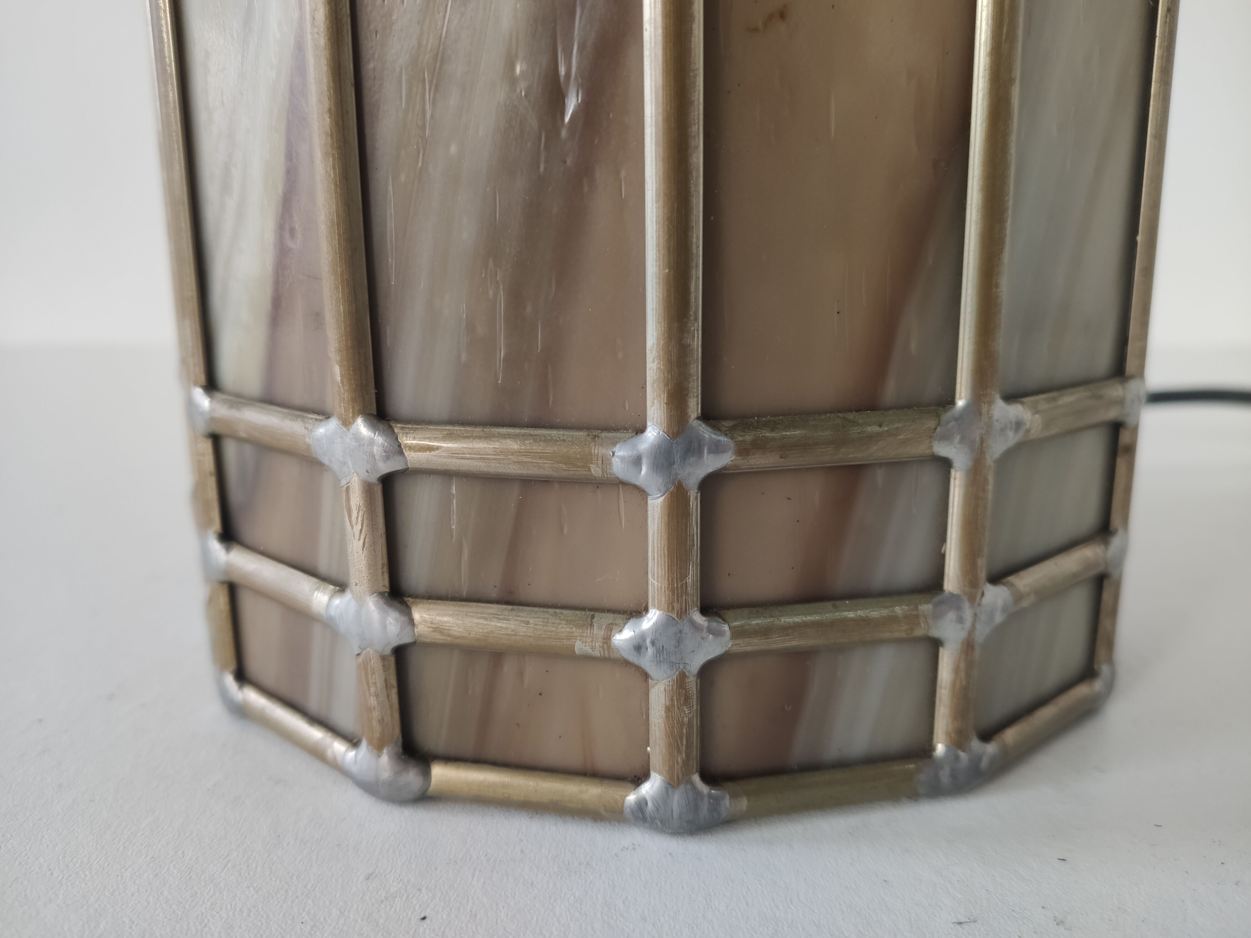 Vintage glass and metal lamp, 70s