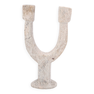 Moroccan candle holder in carved stone, 1970s