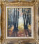 Tableau peinture ancienne paysage forêt début XXe