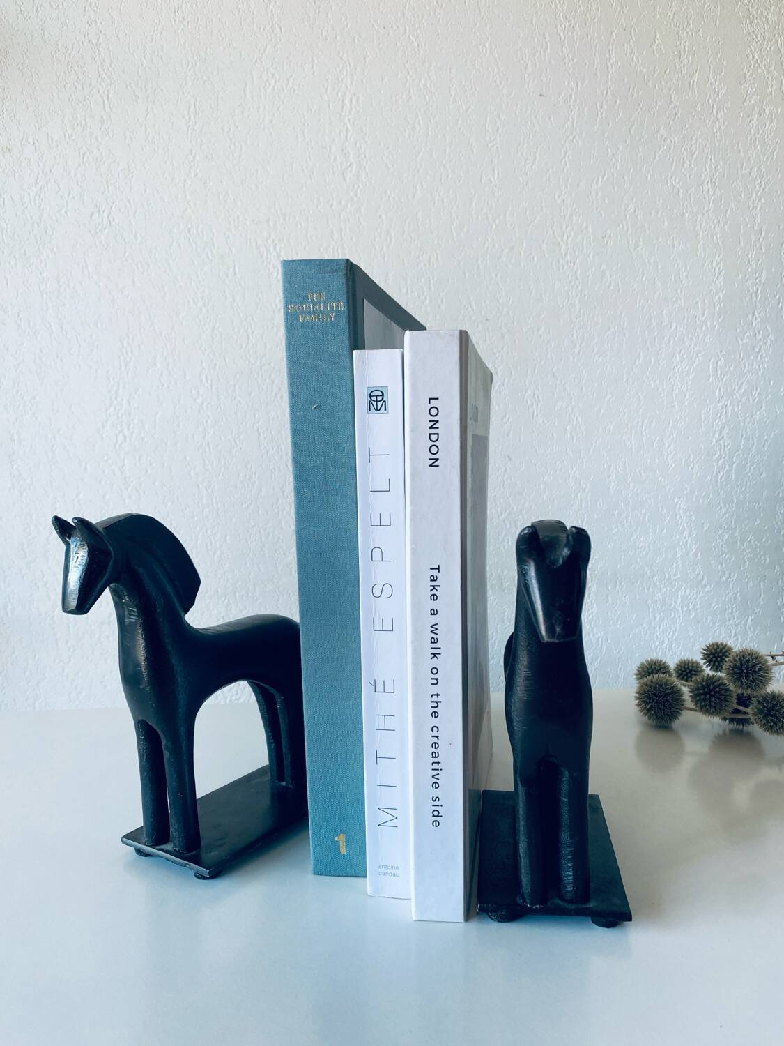 Pair of iron horse bookends
