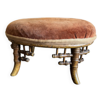 Footrest small gilded wood stool Japanese style Napoleon III